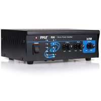 Home Audio Power Amplifier System - 2X75W Mini Dual Channel Sound Stereo Receiver Box w/ LED - For Amplified Speakers, CD Player, Theater via 3.5mm RCA - For Studio, Home Use - Pyle PCA3