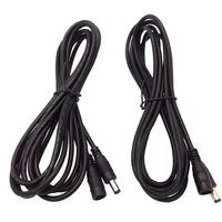 2pcs 3 Meter (10 ft) DC Power Supply Extension Cable Cord 5.5x2.1 mm 20# 5V 12V-24V for 5050 LED Strip CCTV Camera
