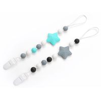 Lofca Silicone Pacifier Clip Toy BPA Free Silicone Use with Any Pacifier or Teether Baby Teething Short Chain Pacifier 2 Pack (Turquoise/Grey)