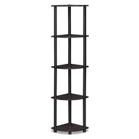 Furinno Turn-N-Tube 5 Tier Corner Display Rack Multipurpose Shelving Unit, Dark Walnut