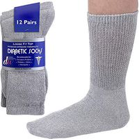 Debra Weitzner Mens Diabetic Socks Loose Cotton Socks 12-pack Crew Grey