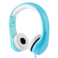 [Volume Limited] LINKWIN Kids Safety Foldable Stereo Headphones,3.5mm Jack Wired Cord Earbuds, Volume Controlled at 85dB On/Over Ear Children Toddler Headset, for iPad Kindle Airplane School, Blue