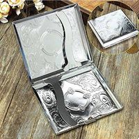 NPLE--Etched Metal 20 Cigarette Case Tobacco Cigarette Holder Comtainer Box Silver