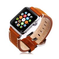 illunt Luxury Leather Wristband with Metal Clasp and Adapters for Apple Watch Series 1, Series 2 42mm (Brown)