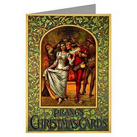 Twelve 3.5x5 Vintage Holiday Note Cards In A Boxed Set Of A Prangs - Original Maker Of Christmas Cards - Featuring Couple Celebrating The Season