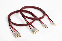 Elite Pure Copper Braided Bi-Wire Speaker Cable 1 Pair, 2 to 4 Gold-Plated Banana Plugs, MADE IN USA. (5 Ft)
