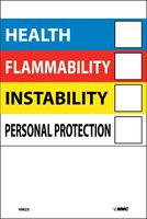 NMC HM25 Right To Know Label with Write On Color Bar, 4" Width x 6" Height, Pressure Sensitive Vinyl, Blue/Red/Yellow/Black on White (Pack of 10)