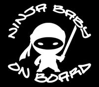UR Impressions MWht Ninja Baby on Board Decal Vinyl Sticker Graphics Cars Trucks SUV Vans Walls Windows Laptop|Matte White|5.5 X 5.2 Inch|URI348-MW