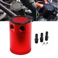 Sporacingrts Compact Baffled 3 Port Oil Catch Can Tank Universal Aluminum Air Oil Separator Red