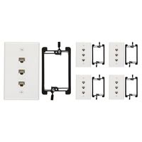Buyer's Point 3 Port Cat6 Wall Plate, Female-Female White with Single Gang Low Voltage Mounting Bracket Device (5, 3 Port)