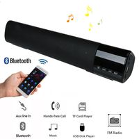 Sound Bar Bluetooth Speaker Wireless Wired Stereo Bass Loud Hifi 10W Speaker With Mic Support TF Card USB Disk FM Radio with clock for TV Computer Smartphones MP3 Player Samsung iPhone LG Motorola HTC