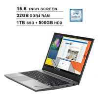 Lenovo ThinkPad E590 15.6 Inch FHD 1080P Business Laptop - Intel Quad-Core i7-8565U up to 4.6 GHz, Intel UHD 620, 32GB RAM, 1TB SSD (Boot) + 500GB HDD, WiFi, HDMI, FP Reader, Win 10 Pro, Silver