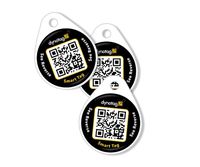 Dynotag Web Enabled Smart Round Laminated Synthetic ID Tag. Pet Tag, Property Tag - Multiple Uses, with DynoIQ & Lifetime Recovery Service. 3 UNIQUE Tags