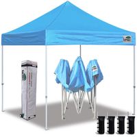 Eurmax 10'x10' Ez Pop Up Canopy Tent Commercial Instant Canopies with Heavy Duty Roller Bag,Bonus 4 Sand Weights Bags (Sky Blue)