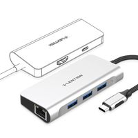 LENTION USB C Hub with 4K HDMI, Gigabit Ethernet, USB 3.0, Charging Adapter Compatible MacBook Pro (Thunderbolt 3 Port), New Mac Air 2018 2019, Surface Book 2/Go, Chromebook, More (Silver)