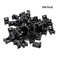 AKOAK 100 Pack Black Plastic Wire Buddle Cable Tie Mount Saddle Holder Cable Mount Saddle Base (Hole Dia 6mm)