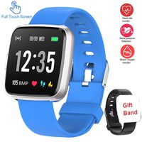 Updated Version Smart Watch for Android iOS Phone, Full Touch Screen Waterproof Activity Fitness Tracker Watches with Pedometer Heart Rate Monitor Sleep Tracker,Compatible with Samsung iPhone (Blue)
