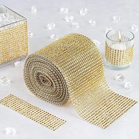 Efavormart Glittering Faux Diamond Dazzling Faux Rhinestone Mesh Ribbon Wrap for Arts and Crafts 4.5x10 Yards/roll Gold