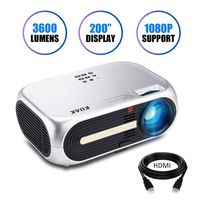 Projector, KUAK HT60 Home Theater Projector, 5" LCD Technology, 3600 Lumens HD Movie Projector, LED Video Projector with 200" Projection Size, Support 1080p 2HDMI 2USB VGA AV