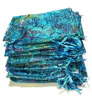 Giveet 100 Pieces Coralline Blue Organza Gift Bags, Drawstring Pouches Jewelry Bags, Candy Pouch Chocolate Pouch Party Wedding Favor Gift Bag (4.7 3.5 Inch)