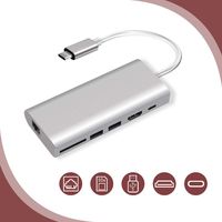 USB C HUB 6-in-1 Thunderbolt Docking Station with 4K USB C to HDMI, 2 USB 3.0, 79W PD 3.0, 1SD Card for Mac Pro/Type C Laptops (6-1 Silvery)