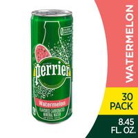Perrier Watermelon Flavored Carbonated Mineral Water, 8.45 Fl Oz (30 Pack) Slim Cans