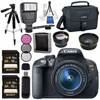 Canon EOS Rebel T5i DSLR Camera with 18-55mm Lens + 58mm Wide Angle Lens + 58mm 2x Lens + Canon 100ES EOS Shoulder Bag Bundle