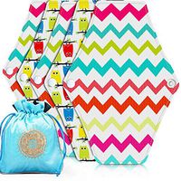 ECOAMOR Reusable Cloth Bamboo Panty Liners - Sanitary Pads for Women - Period Cloth Sanitary Pads Menstrual - Pack of 5pcs +1 Carrying Bag - Medium Size