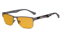 Eyekepper Computer Gaming Reading Glasses with Optical Frame and Anti Radiation UV400 Reduces Eyestrain-96.9% Blue Light Blocking Orange Tinted Lens-Mens Sleep Better Readers(Gunmetal, 1.75)