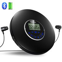 Gueray Portable CD Player Bluetooth Rechargeable CD Walkman 1400mAh Personal CD Discman 12 Hours Working Time Anti-Skip Protection LCD Display with AUX Cable for Car Children Audio Books