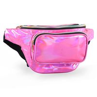 Mum's memory Metallic Hologram Fanny Pack - Outdoor Sport Waist Pack for Running, Hiking, Traveling for Women and Men (Rose Red)