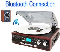 Boytone BT-37M-C Bluetooth 3-Speed Stereo Turntable, Wireless Connect to Devices Speaker(Bluetooth Out Transfer), 2 Built-in Speakers, LCD Display, AM/FM Radio, USB/SD/AUX+ Cassette Player/MP3