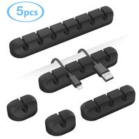 Cable Clips Cord Management, TviewSmart 5 Packs Adhesive Hooks, Wire Cord Holder for USB Charging Cable/Power Cord/Mouse Cable PC Office Home