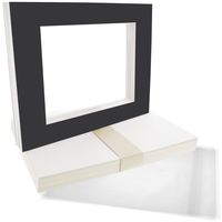 US Art Supply Art Mats Acid-Free Pre-Cut 8x10 Black Picture Mat Matte Sets. Includes a Pack of 25 White Core Bevel Cut Mattes for 5x7 Photos, Pack of 25 Backers & 25 Clear Sleeve Bags