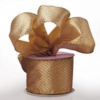 1 1/2" X 20 Yards Gold Diagonal Stripe Metallic Ribbon