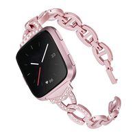 Mtozon Metal Bands Compatible with Fitbit Versa 2/Versa Lite/Versa for Women, Bling Bracelet with Rhinestone Slim Dressy Wristbands, Rose Gold