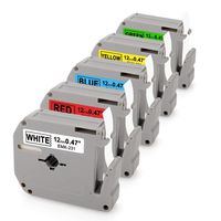 M Tape 12mm 0.47 Compatible Brother M Series Tape MK231 MK431 MK531 MK631 MK731, 12mm x 8m for Brother Label Maker Ptouch PT-90 PT-M95 PT-45M PT-65, 5 Color