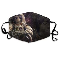 Hateone Unisex Unique Mouth Mask - Monkey Astronaut in Space Polyester Anti-dust Masks - Fashion Washed Reusable Face Mask for Outdoor Cycling