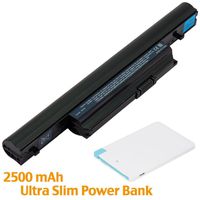 BattpitTM Laptop/Notebook Battery Replacement for Acer AS10B73 (4400mAh / 48Wh) with 2500mAh Power Bank/External Battery for Micro USB & USB Type C.
