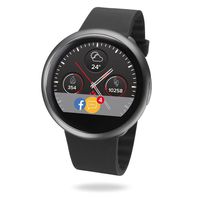MyKronoz ZeRound2 Smartwatch with Circular Color Touchscreen and Smart Notifications, Swiss Design, iOS and Android - Black / Black
