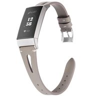 Wearlizer Gray Leather Band Compatible with Fitbit Charge 3 Bands for Women Men, Leather Replacement Band Assesories Strap X Type Bracelet for Fitbit Charge 3