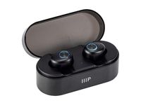 Monoprice True Wireless Plus Earphones with Wireless Charging Case - IPX5 Nano Waterproof Coating, Sweatproof, Bluetooth 5 with aptX, AAC, Mic, CVC 8.0, 8 Hour Playtime with Auto On/Off, Black