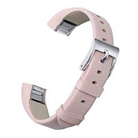 bayite Leather Bands Compatible with Fitbit Alta and Alta HR, Blush Pink 5.5" - 8.1"
