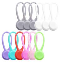 Transer 12 Pcs Strong Magnetic Silicone Twist Ties Cable Clips Headphone Cords Organizer Management (Multicolor)