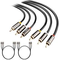[2 Pack] 3RCA to 3RCA Cable, J&D Gold-Plated 3 RCA Male to 3 RCA Male Stereo Audio Cable, RCA Cables - 6 Feet