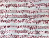 Red Musical Notes on Staff Christmas Gift Wrapping Paper 30" x 12'