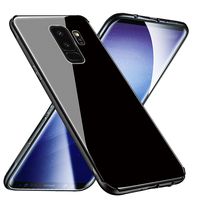 BeautyWill Galaxy S9 Plus Tempered Glass Case, Anti-Scratch Soft TPU Silicone Frame Anti-Slip Heat Resistant Back Cover Slim Fit Phone Shell for Samsung Galaxy S9+ (Black)