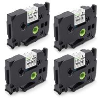 Compatible P-Touch TZe-221 9mm 0.35 Inch Laminated Black on White TZe Label Maker Tape, Compatible with Brother Ptouch D210 1280 1290 1880, 4-Pack