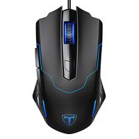 PICTEK Gaming Mouse, Entry-level Ergonomic Optical Computer Mouse for Game & Daily, 800-2400 DPI Adjustable USB Mouse Auto Breathing Wired Mouse for PC Desktop Windows 7/8/10/XP, Vista and Mac, Black