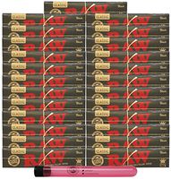 RAW Black Natural Unrefined King Size Slim Rolling Papers (25 Packs) with Rolling Paper Depot XL Kewl Tube